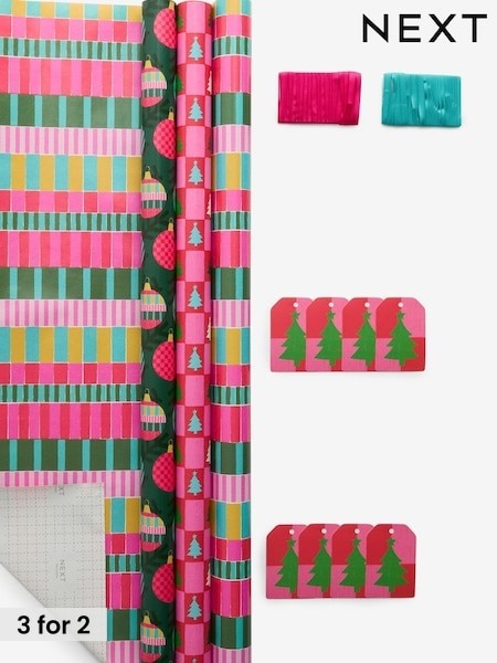 Brights Rocking Around Set of 3, 3m Christmas Wrapping Papers (AN4348) | £8
