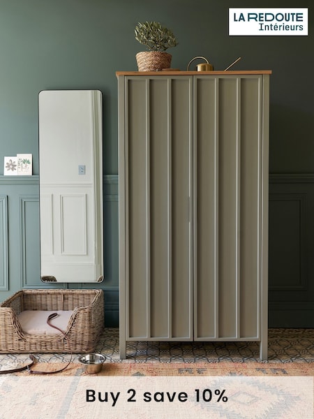 La Redoute Intérieurs Light Khaki Green Eugène Painted Pine Double Wardrobe (AN4378) | £550