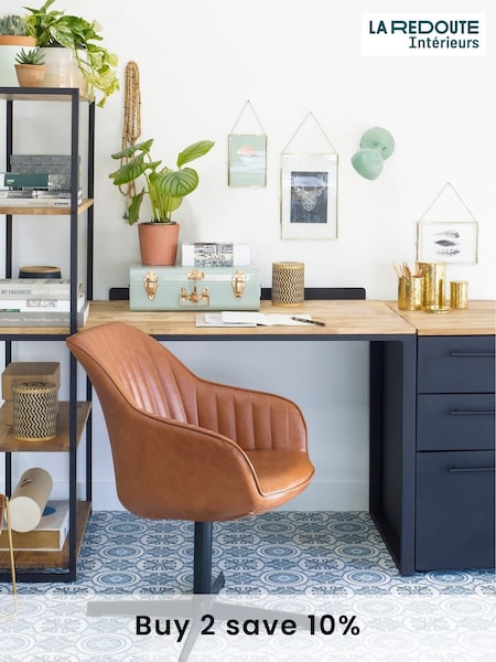 La Redoute Intérieurs Oak Black Hiba Oak & Metal Bookcase Desk (AN4383) | £410