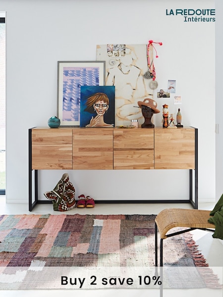 La Redoute Intérieurs Oak Hiba Solid Sideboard in Steel Metal (AN4402) | £635