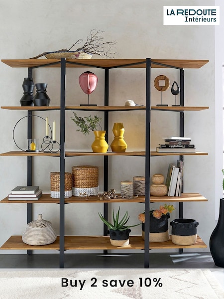 La Redoute Intérieurs Natural Hiba Large Solid Oak and Steel Shelving Unit (AN4409) | £635