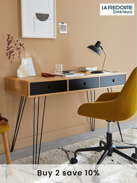 La Redoute Intérieurs Black Wood Biface 3-Drawer Desk (AN4429) | £210