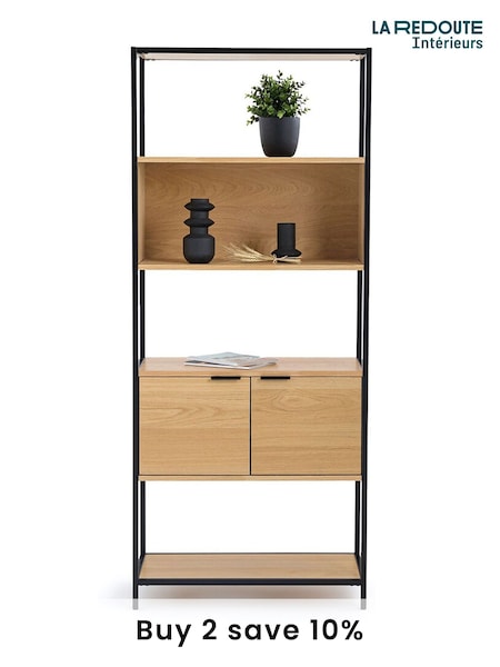 La Redoute Intérieurs Natural Volga Wood  Metal Modular Shelving Unit with 1 Compartment and 2 Doors (AN4431) | £405