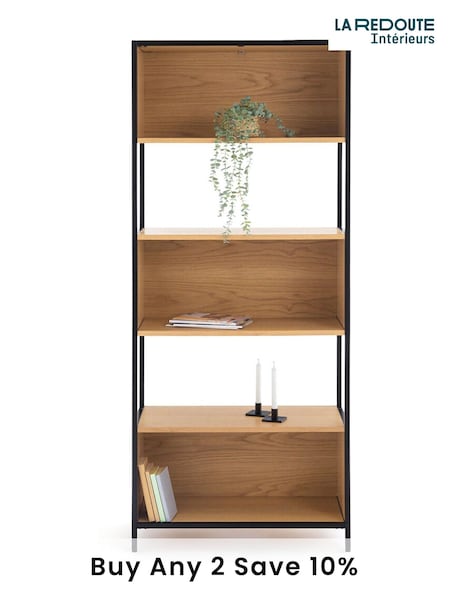 La Redoute Intérieurs Natural Volga Oak  Metal Shelving Unit with 3 Compartments (AN4434) | £380