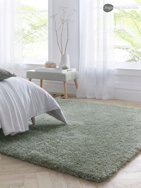 Origin Rug Collection. Green Chicago Soft Shaggy Rug (AN4471) | £165 - £275