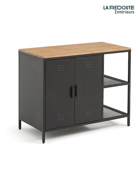 La Redoute Intérieurs Black Wood Hiba Oak & Metal Sink Vanity Unit (AN4483) | £380