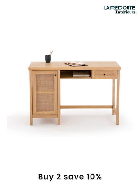 La Redoute Intérieurs Natural Gabin Solid Pine and Cane Desk (AN4487) | £410