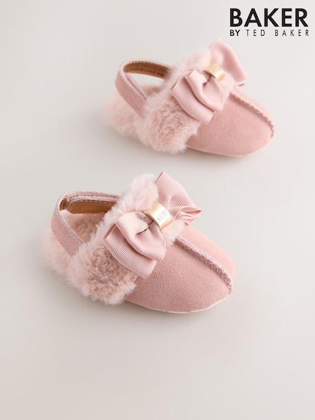 Baker by Ted Baker Baby Girls Faux Fur Trim Padders Mules (AN4512) | £20