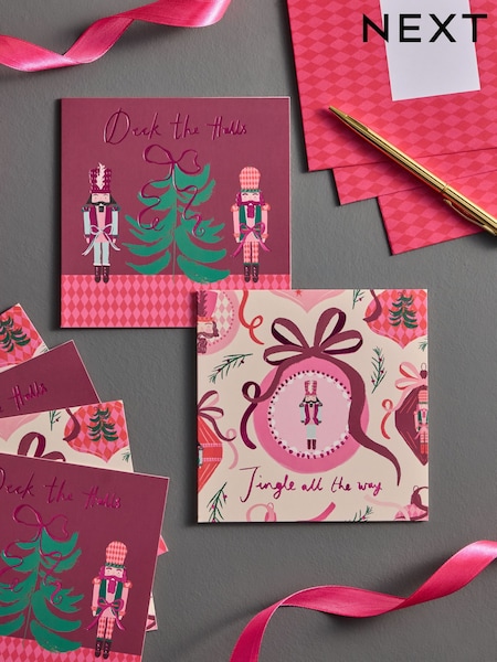 Pink Nutcrackers 20 Pack Christmas Cards (AN4518) | £6