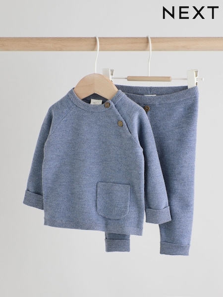 Blue Baby Knitted Jumper and Leggings Set (0mths-2yrs) (AN4567) | £17 - £19