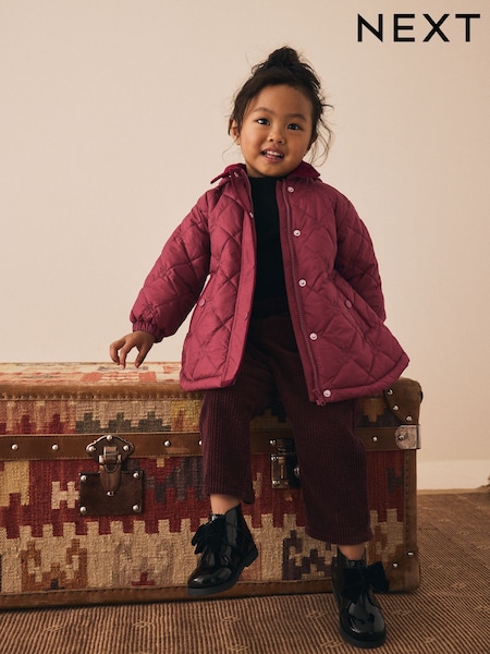 Burgundy Red Shower Resistant Embroidered Coat With Collar (3mths-7yrs) (AN4625) | £28 - £32