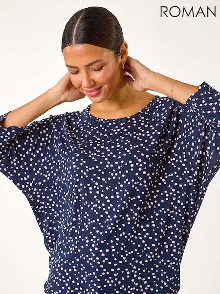 Roman Pink Spot Print Stretch Top (AN4690) | £32