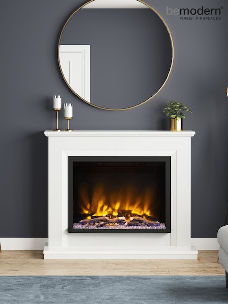 Be Modern White Micro Marble Alesso Complete Electric Fireplace (AN4797) | £1,898