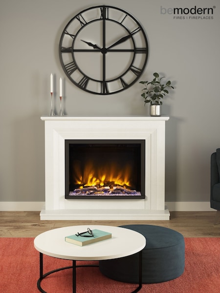 Be Modern White Micro Marble Cabrina Complete Electric Fireplace (AN4808) | £2,096