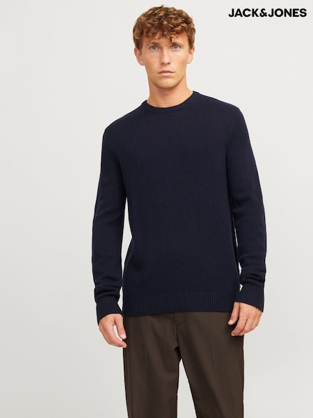 JACK & JONES Blue Lambswool Knit Sweatshirt (AN4868) | £65