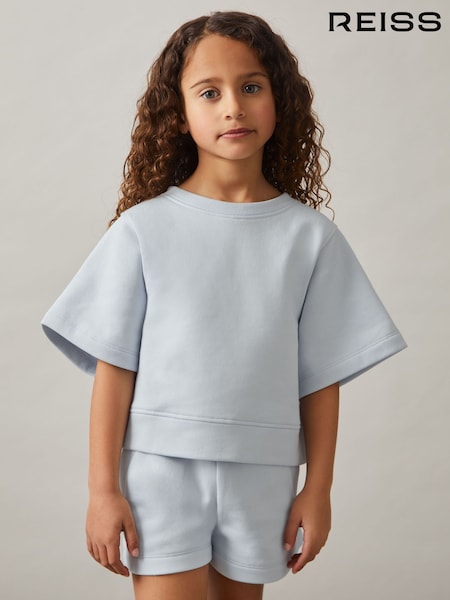 Reiss Blue Meg Cotton-Blend Sweatshirt And Shorts Set (AN4935) | £32