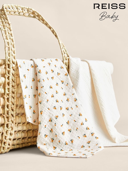 Reiss Lemon Jamie Floral Print Mix 100% Cotton Muslins 4 Pack (AN4939) | £30