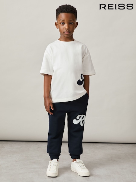 Reiss White Freddie 3-9 yrs Cotton Script-Logo Oversized T-Shirt (AN4947) | £18