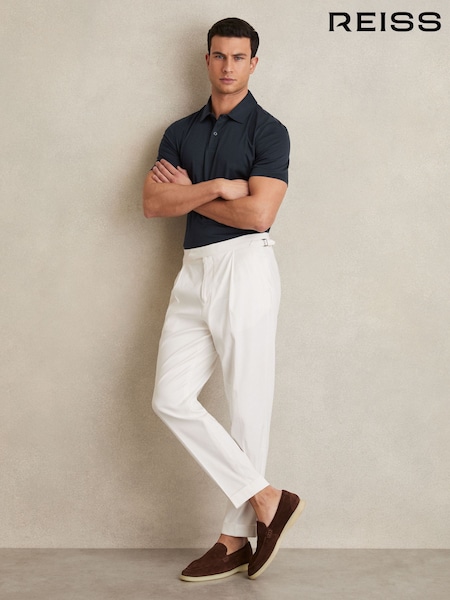 Reiss Navy Earl Cotton Short-Sleeve Polo Shirt (AN4953) | £68