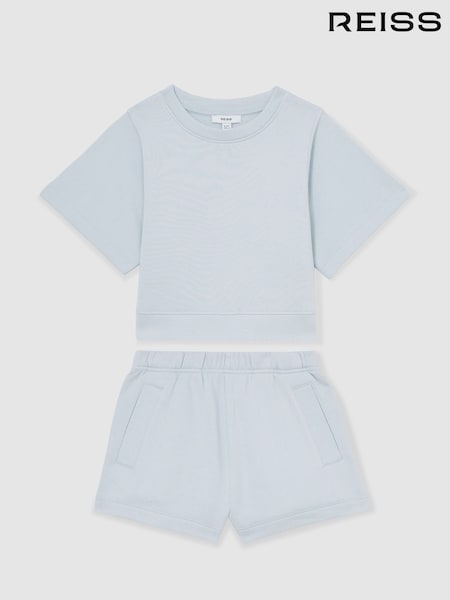 Reiss Blue Meg Cotton-Blend Sweatshirt And Shorts Set (AN4954) | £34