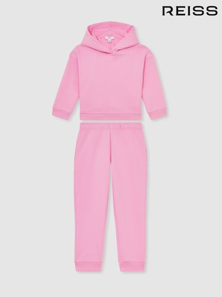 Reiss Bright Pink Harp Cotton Blend Hoodie And Joggers Set (AN4958) | £40