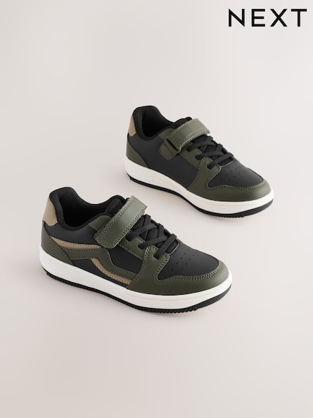 Black/Khaki Elastic Lace Trainers (AN4986) | £23 - £27