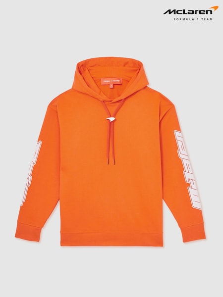 Reiss Papaya Orange Zak McLaren F1 Team Oversize Toggle Hoodie Unisex Fit (AN4990) | £148
