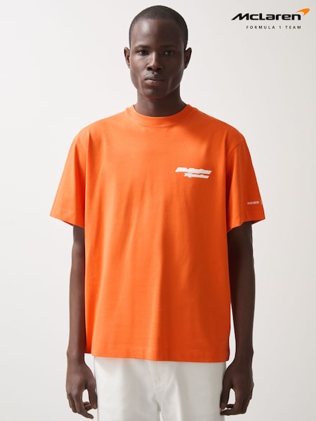 Reiss Papaya Orange Nakata McLaren F1 Team Oversize Logo T-Shirt Unisex Fit (AN5001) | £88