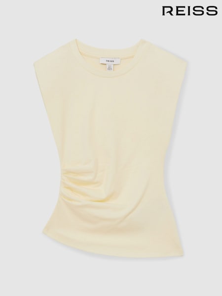Reiss Lemon Sadie 13-14 yrs Cotton Jersey Cap Sleeve Ruched Top (AN5004) | £28