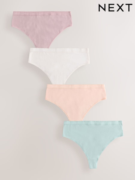 Pastel Scallop Logo High Waisted Thong Logo Knickers 4 Pack (AN5087) | £17