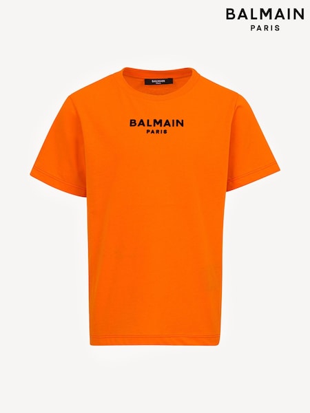 Balmain Orange Logo Short Sleeve T-Shirt (AN5104) | £112 - £121