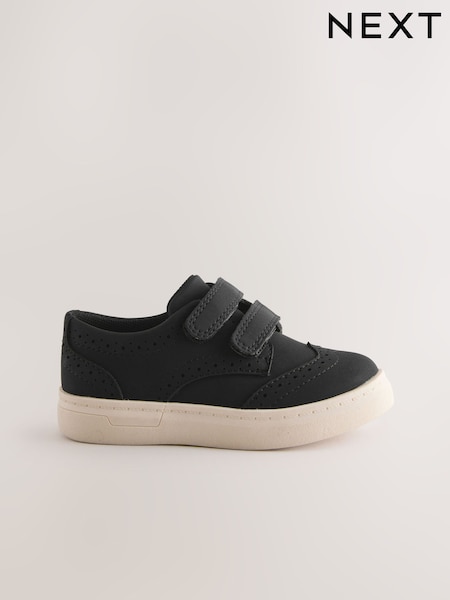 Black Standard Fit (F) Touch Fastening Brogues Shoes (AN5135) | £18 - £22