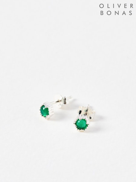 Oliver Bonas Green Verda Green Onyx Stud Earrings (AN5156) | £28