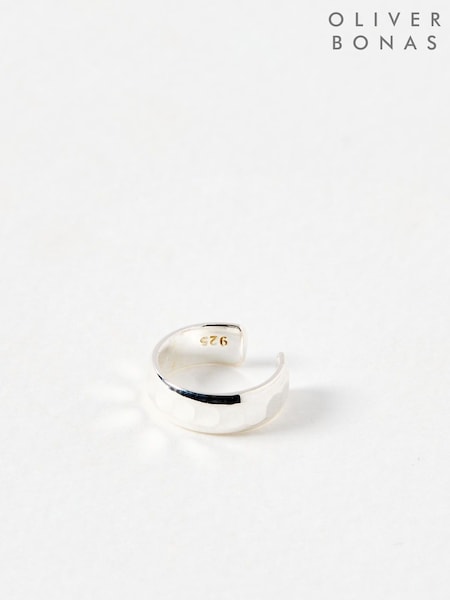 Oliver Bonas Silver Tone Donna Disco Textured Ear Cuff (AN5180) | £22