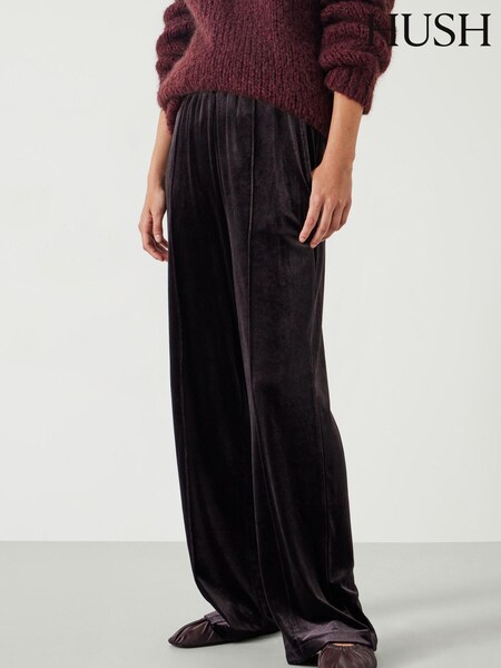 Hush Brown Harrison Velvet Pintuck Joggers (AN5251) | £37