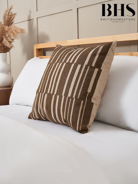 BHS Brown Geo Woven Cushion (AN5255) | £18