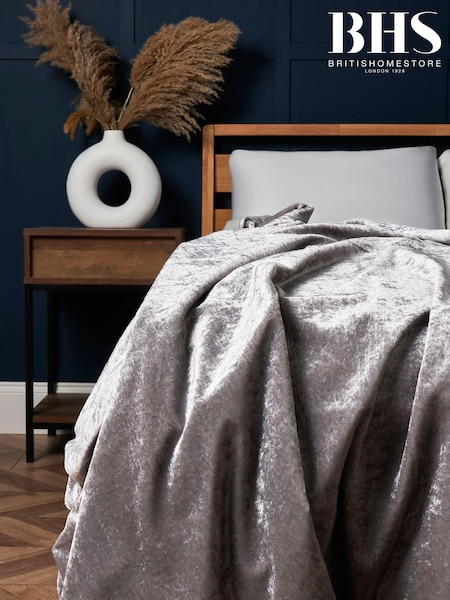 BHS Silver Crushed Velvet Throw (AN5258) | £25