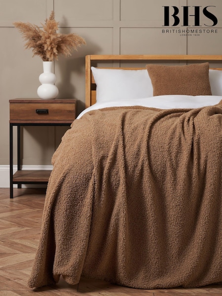 BHS Brown Teddy Fleece Throw (AN5259) | £25
