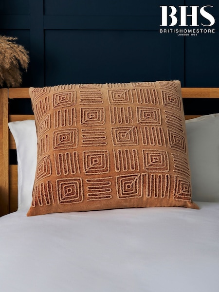 BHS Terracotta Stephanie Acid Wash 100% Cotton Cushion (AN5261) | £18