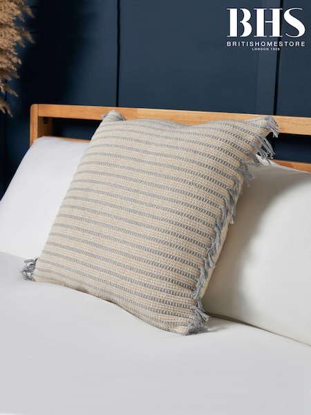 BHS Grey 100% Cotton Pin Stripe Cushion (AN5262) | £23
