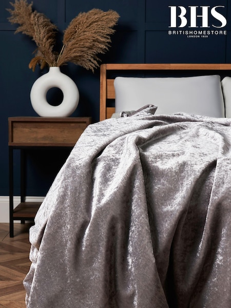 BHS Silver Large Luxury Crushed Velvet Throw (AN5263) | £25