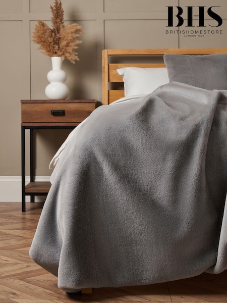 BHS Grey Faux Fur Throw (AN5264) | £30