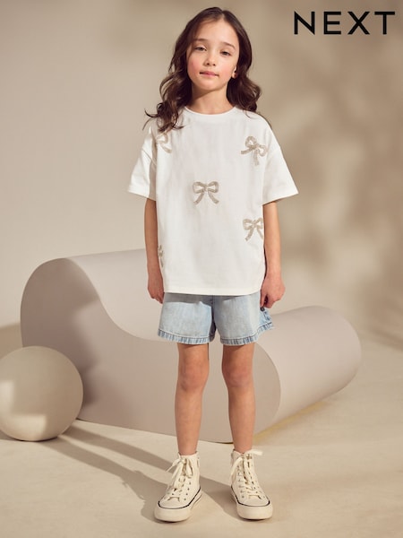 White Beaded T-Shirt (3-16yrs) (AN5293) | £10 - £15