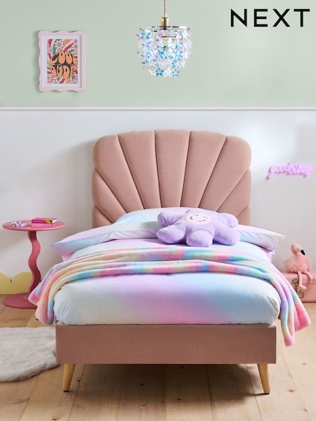 Opulent Chenille Light Rose Pink Sunray Single Bed Frame (AN5377) | £375 - £425