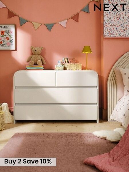 White Kids Wide Bubble Wide Chest of Drawers (AN5404) | £450
