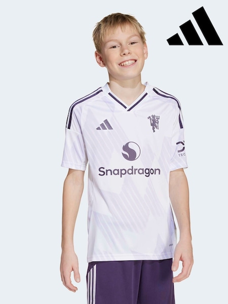 adidas White Kids Manchester United 25/26 Away Jersey (AN5480) | £55