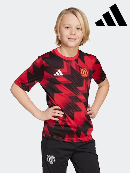 adidas Red Kids Manchester United 25/26 Pre-Match Jersey (AN5487) | £40