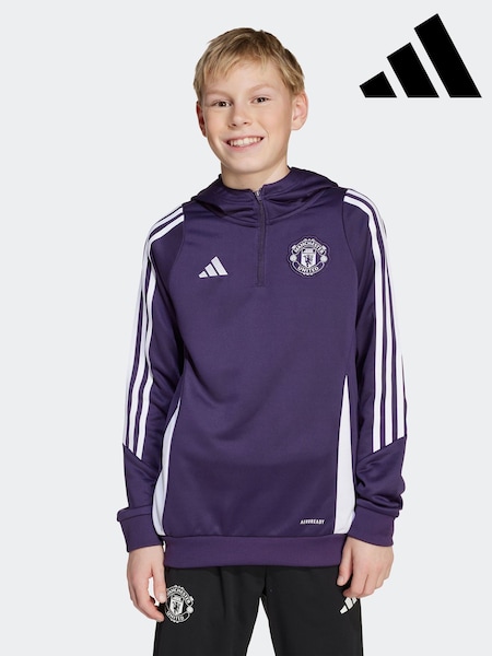 adidas Plum Purple Kids Manchester United Tiro 25 Competition Training Hoodie (AN5495) | £0