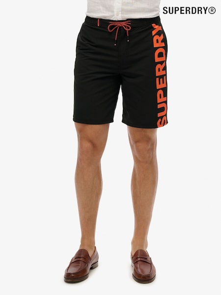 Superdry Black Classic 19 Inch Logo Board Shorts (AN5510) | £40