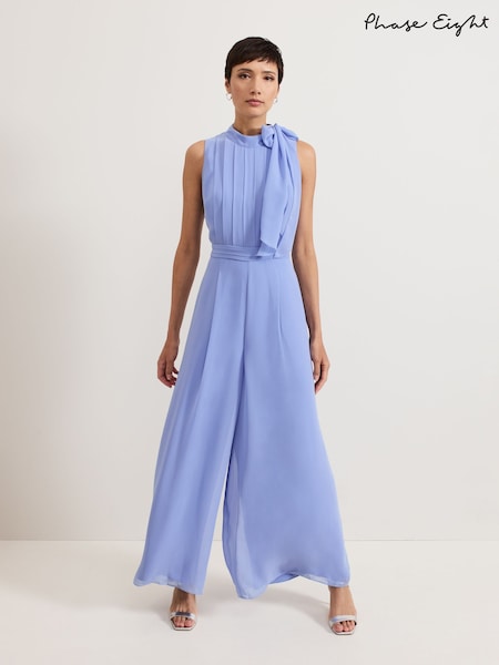 Phase Eight Blue Lucie Tie Neck Jumpsuit (AN5620) | £159